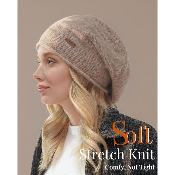 Women Slouchy Beanie Hat Soft Warm Wool Blend Winter Accessories - Picture 3 of 7